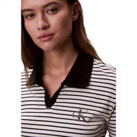 Image 3 : Vue d'ensemble du polo Calvin Klein Jeans femme noir rayé en coton-élasthanne — Delvale