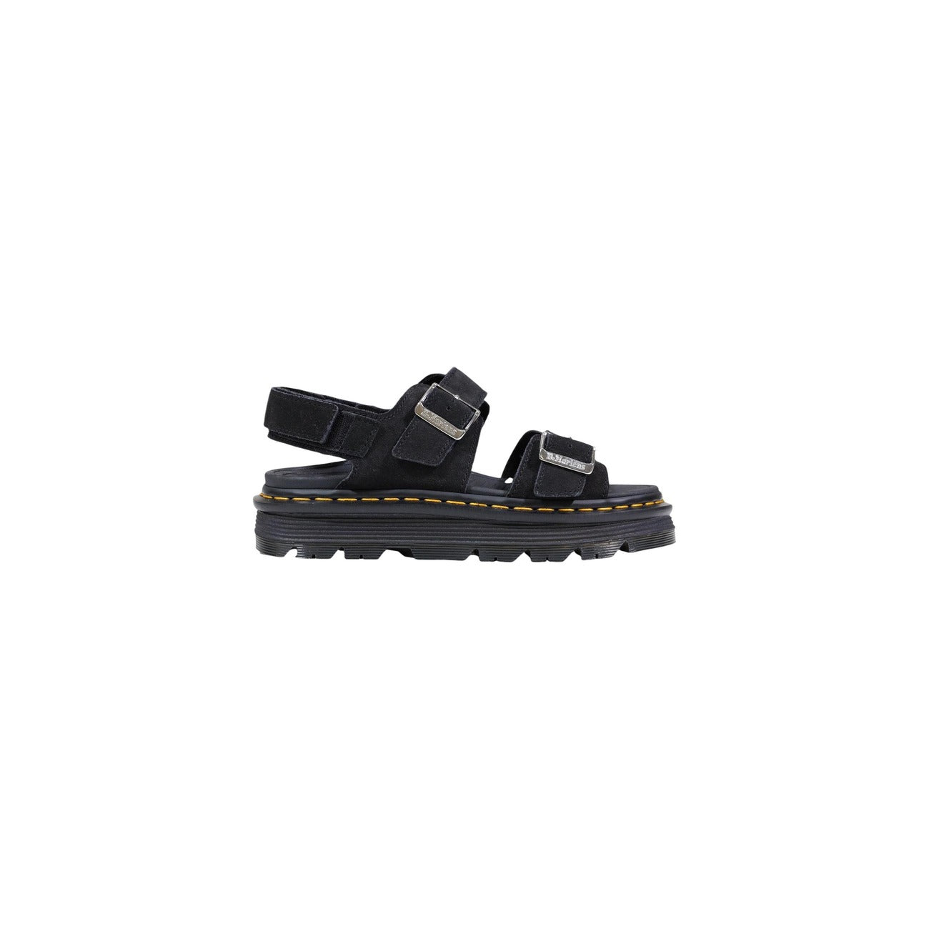 Dr. Martens Zebzag Suede Sandals noires femme avec double bride à boucle