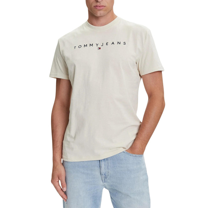 Image 1 : T-shirt homme Tommy Hilfiger Jeans beige col rond manches courtes — Delvale