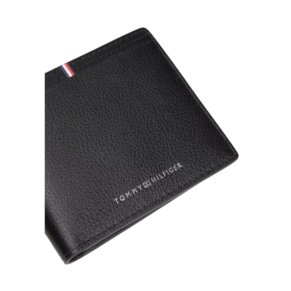 Image 3 : Portefeuille Tommy Hilfiger noir ouvert, compartiments porte-cartes et poche à billets visibles — Delvale