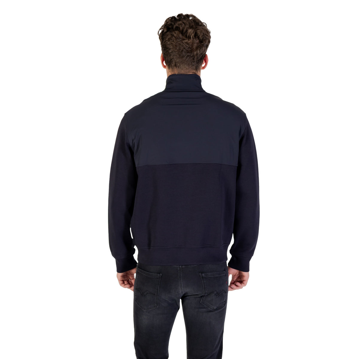 Veste zippée Armani Exchange homme bleu marine – vue de dos, coupe ajustée