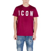 Image 1 : T-shirt Icon homme bordeaux col rond manches courtes en coton — delvale