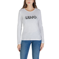 Image 5 : Zoom sur la finition et la matière souple du t-shirt Liu Jo blanc manches longues femme — Delvale