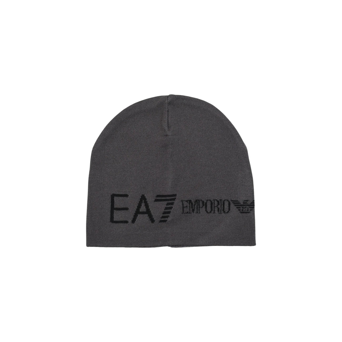 Image 1 : Chapeau homme EA7 Emporio Armani gris, vue de face avec logo contrasté — Delvale