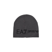 Image 1 : Chapeau homme EA7 Emporio Armani gris, vue de face avec logo contrasté — Delvale