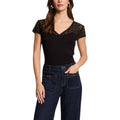 Morgan De Toi – T-shirt Col V Dentelle Femme Noir