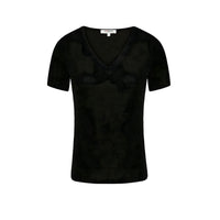 Image 1 : T-shirt noir Morgan De Toi col V manches courtes pour femme — delvale