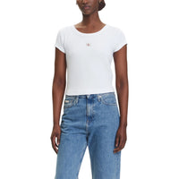 Image 7 : T-shirt Calvin Klein Jeans femme marron détail matière coton élasthanne — delvale