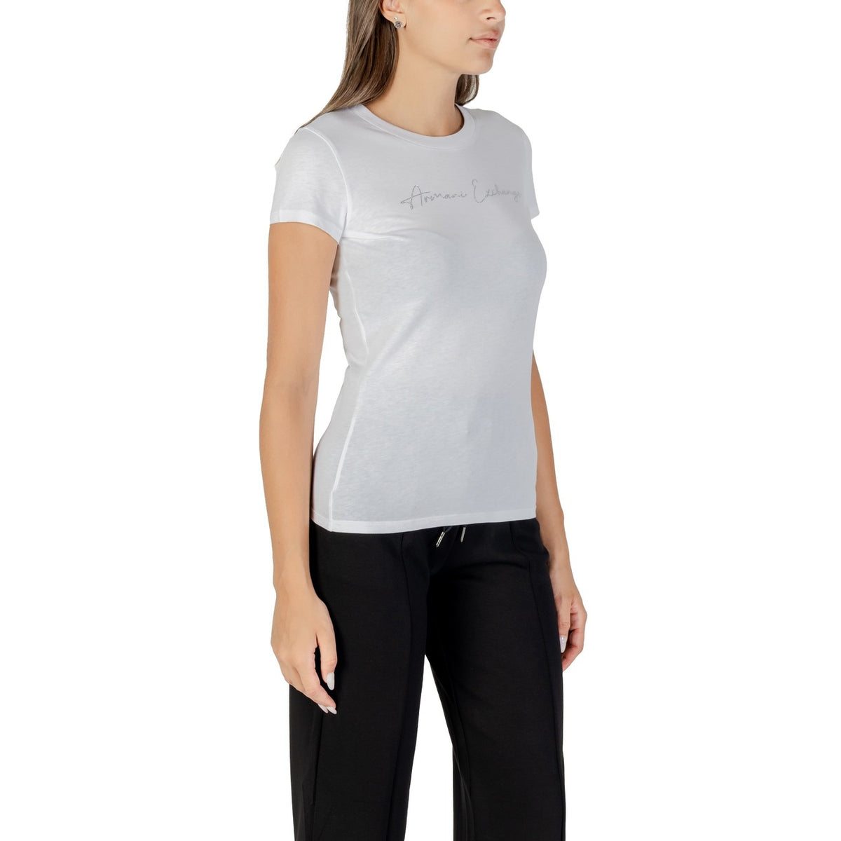 Image 3 : T-shirt Armani Exchange blanc femme coupe moderne col rond — delvale