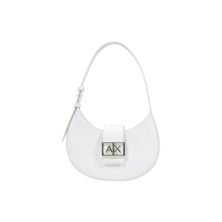 Image 1 : Sac hobo Armani Exchange blanc forme demi-lune avec fermoir AX argenté — delvale