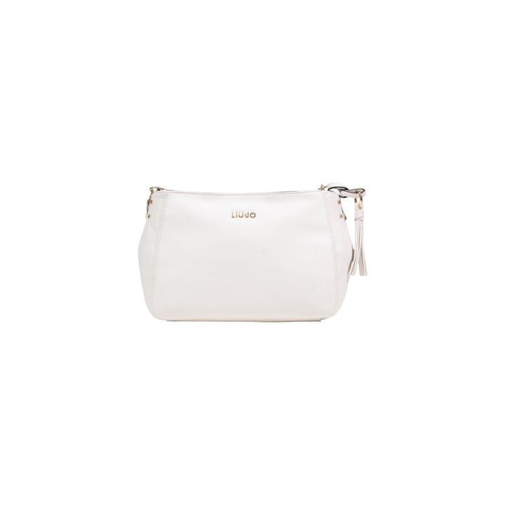 Image 1 : Sac bandoulière Liu Jo femme coloris écru avec fermeture zip dorée et pompon latéral, vue de face — Delvale