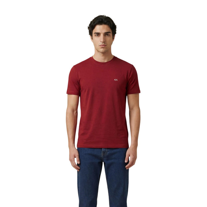 Image 1 : T-shirt Armani Exchange bordeaux homme col rond manches courtes — Delvale