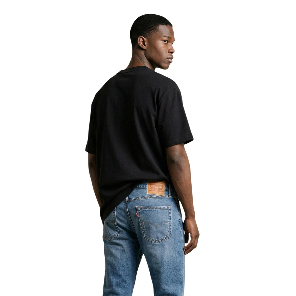 Image 2 : T-shirt homme Gianni Lupo noir en coton, détail encolure ronde — delvale