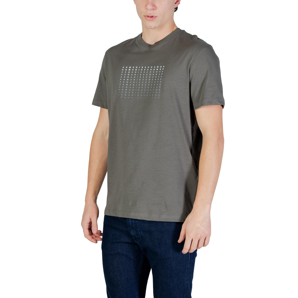 Image 2 : T-shirt vert Armani Exchange homme détail col rond et logo — Delvale