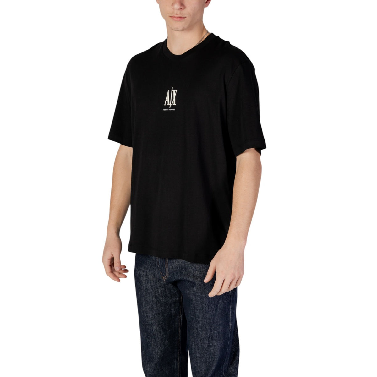 Image 2 : T-shirt Armani Exchange homme noir — vue de dos, coupe regular ajustée en pur coton — Delvale