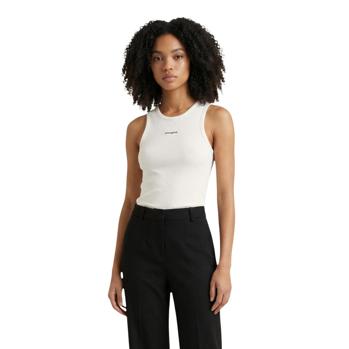 Image 1 : Top blanc sans manches Tommy Hilfiger Jeans col rond coupe moderne — Delvale