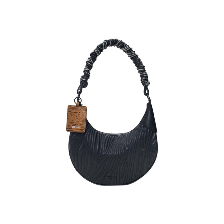 Image 1 : Sac hobo Desigual noir avec ondulations gaufrées et anse torsadée — delvale