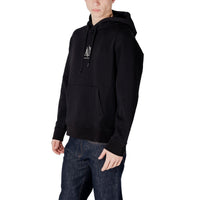 Sweat à capuche Armani Exchange homme noir de trois quarts, logo AX visible sur la poitrine, coupe oversized
