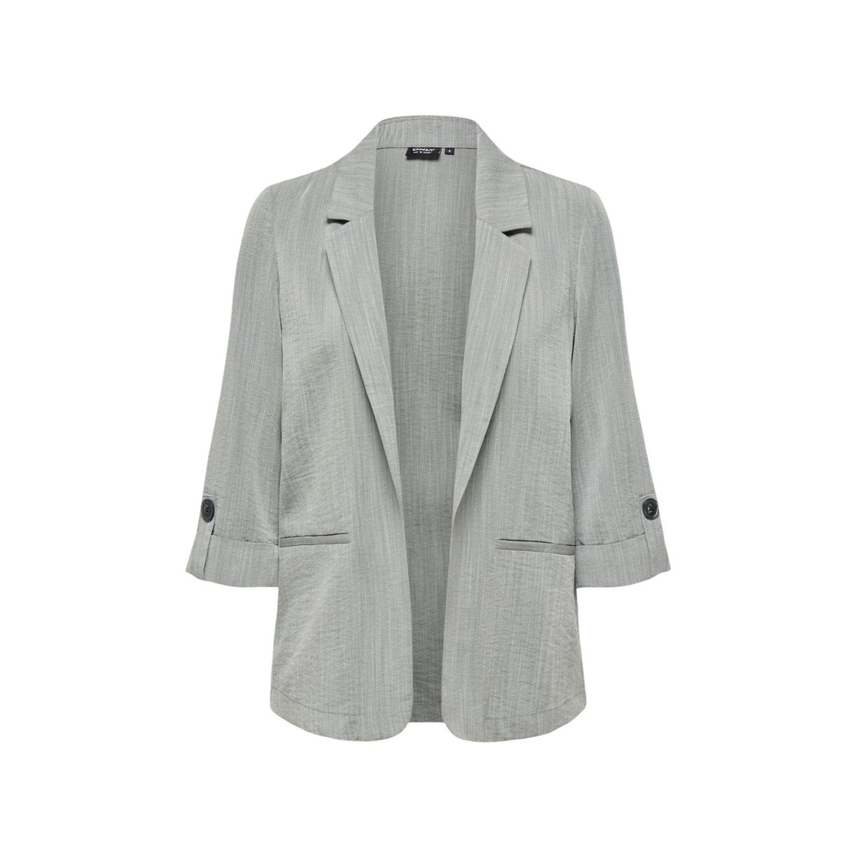 Image 3 : Vue sur les manches retroussées avec bouton du blazer femme Only gris texturé — Delvale