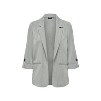 Image 3 : Vue sur les manches retroussées avec bouton du blazer femme Only gris texturé — Delvale