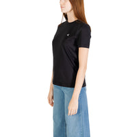 Image 3 : T-shirt Calvin Klein Jeans femme noir détail col rond et manches — Delvale