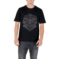Image 1 : T-shirt homme Gianni Lupo noir imprimé col rond manches courtes — delvale