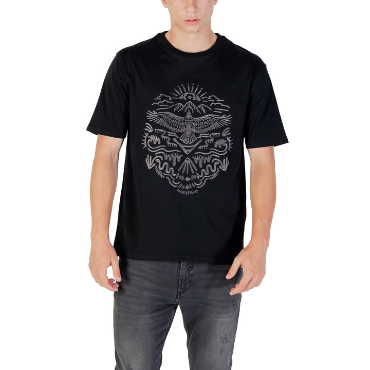 Image 1 : T-shirt homme Gianni Lupo noir imprimé col rond manches courtes — delvale