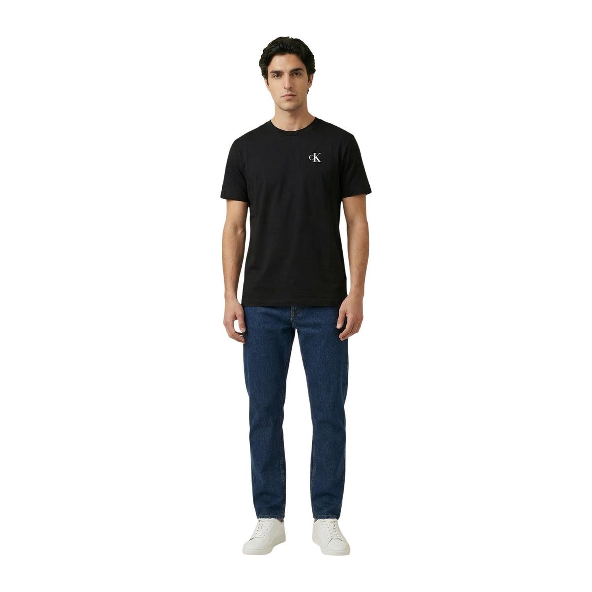 Image 2 : T-shirt Calvin Klein Jeans noir homme vue détail col rond — Delvale