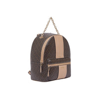 Image 2 : Sac à dos Liu Jo femme monogramme jacquard brun poche frontale zippée dorée — Delvale