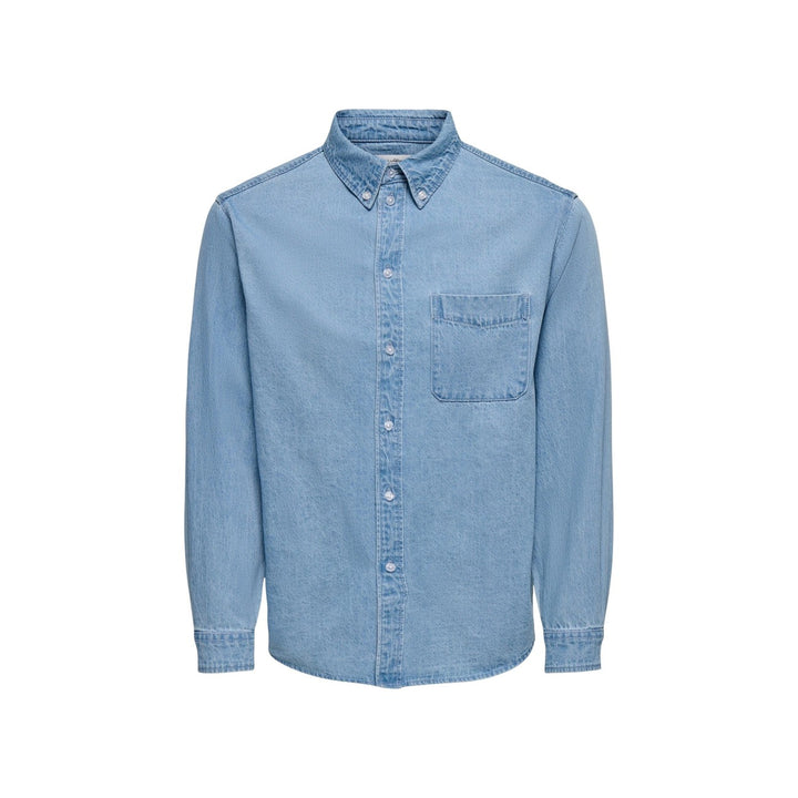 Image 1 : Chemise homme Only & Sons bleu azur col classique manches longues — Delvale