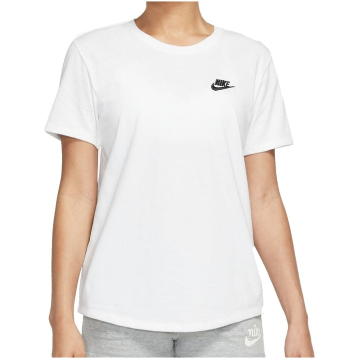 Image 1 : T-shirt Nike femme blanc avec impression, manches courtes et col rond — Delvale