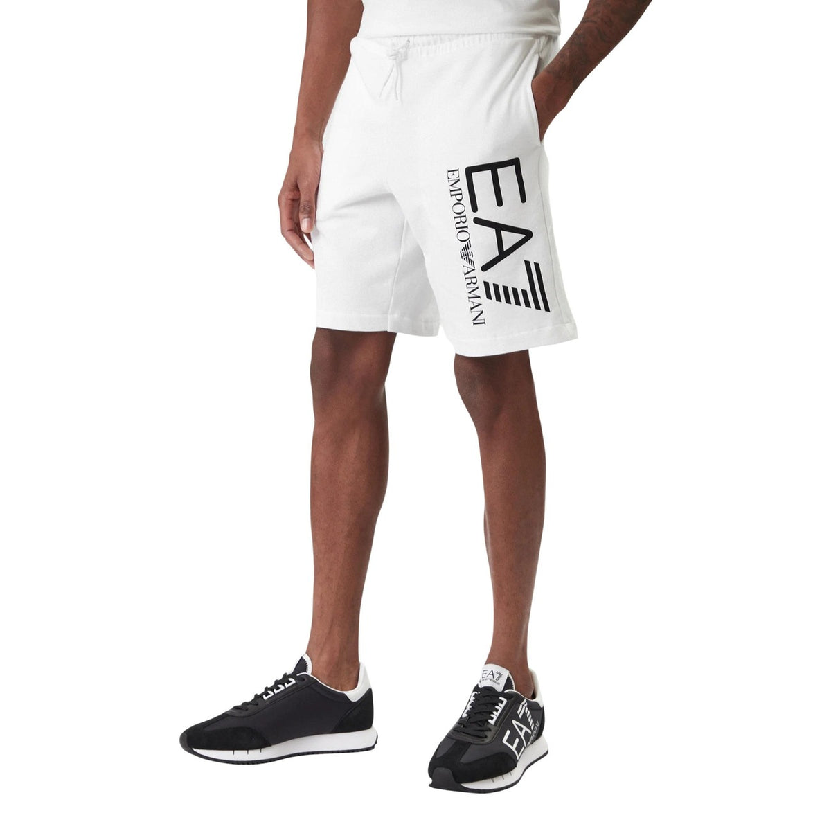 Image 1 : Pantalon Ea7 homme blanc en coton avec fermeture lacets — Delvale