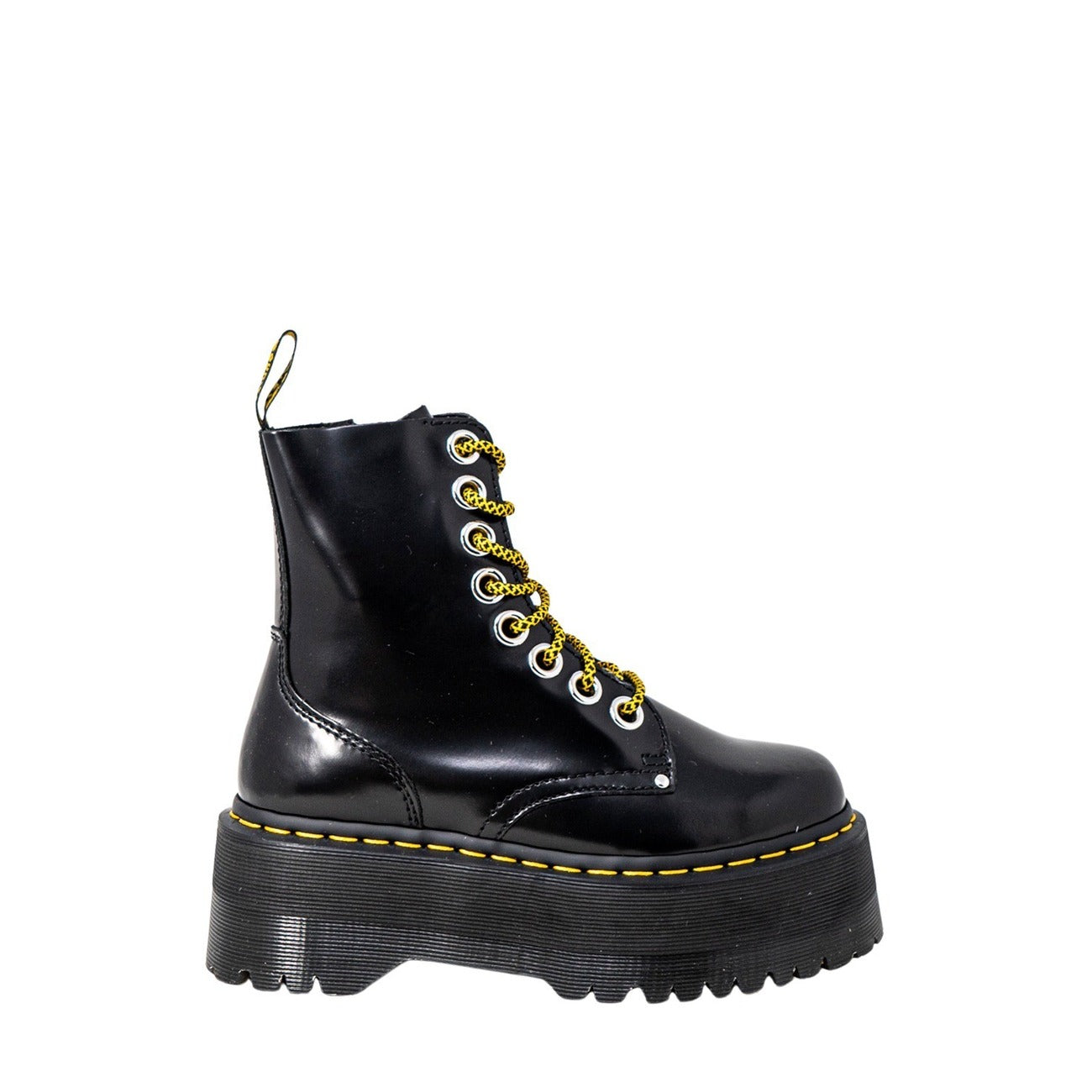 Dr. Martens Jadon noire femme vue de profil extérieur avec plateforme épaisse