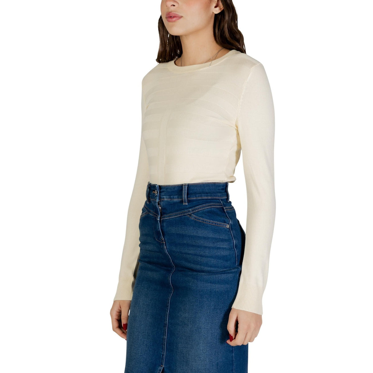 Image 2 : Pull Morgan De Toi femme jaune col rond détail matière viscose — delvale
