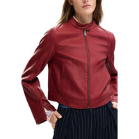Image 1 : Veste Desigual femme bordeaux avec col Mao et fermeture zip — Delvale