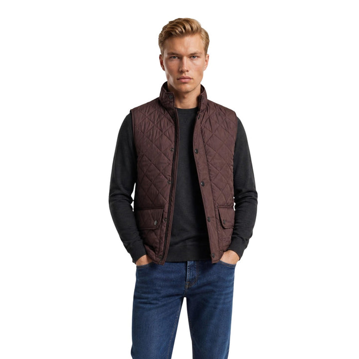 Image 1 : Gilet matelassé Barbour homme coloris marron, vue de face — Delvale