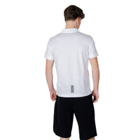 Image 2 : Polo EA7 homme blanc, détail du col polo et fermeture boutonnée — Delvale