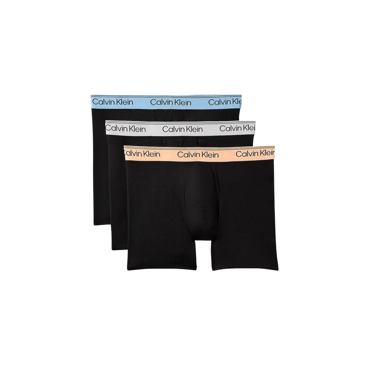 Image 12 : Boxer long Calvin Klein Underwear homme noir coton stretch, ceinture logotée grise, vue détail — Delvale