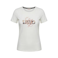Image 2 : T-shirt Liu Jo femme beige avec logo fleuri sur la poitrine, encolure ronde et manches courtes — Delvale