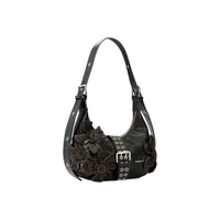 Image 2 : Détail appliques florales volumineuses sac hobo Desigual marron chocolat — delvale