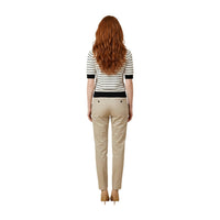 Image 3 : Détail polo Liu Jo femme blanc à rayures noires, col polo ouvert avec boutons, manches courtes contrastées noir — Delvale