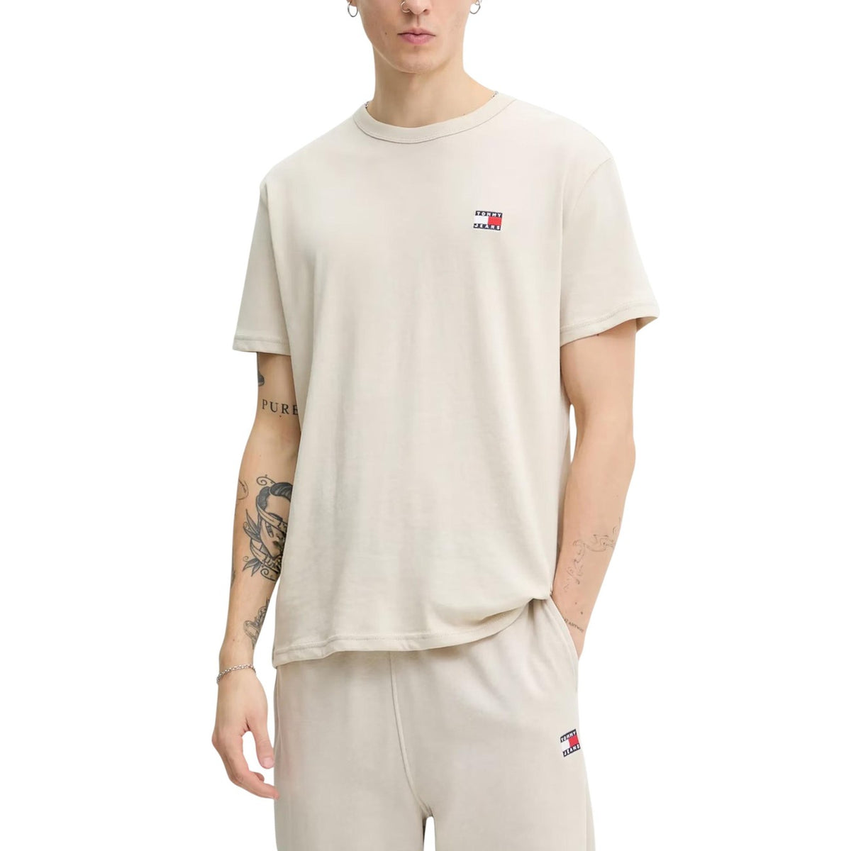 Image 1 : T-shirt Tommy Hilfiger Jeans homme beige à manches courtes et col rond — Delvale