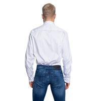 Image 2 : Chemise Armani Exchange homme blanche slim fit, fermeture boutonnée dissimulée, coupe ajustée, vue rapprochée — Delvale