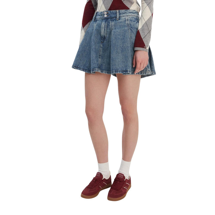 Image 1 : Jupe femme bleue Tommy Hilfiger Jeans en coton organique, style décontracté — delvale