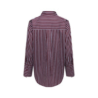 Image 2 : Détail chemise rayée bordeaux Jacqueline De Yong coupe féminine manches longues — Delvale