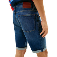 Tommy Hilfiger Jeans Bermuda Homme Bleu Denim Poches Arrières Vue de Dos — Delvale