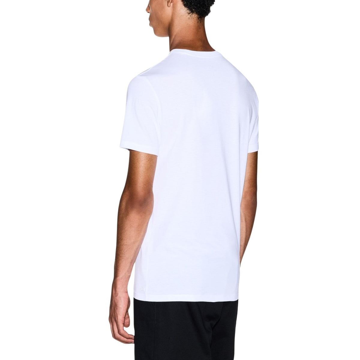 Image 3 : T-shirt Armani Exchange blanc homme détail col rond et finitions — Delvale