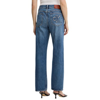 Image 3 : Jean straight Calvin Klein Jeans femme bleu azur taille haute, vue d'ensemble — Delvale