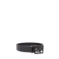 Armani Exchange Ceinture Femme Cuir Noir Boucle Carrée Gunmetal
