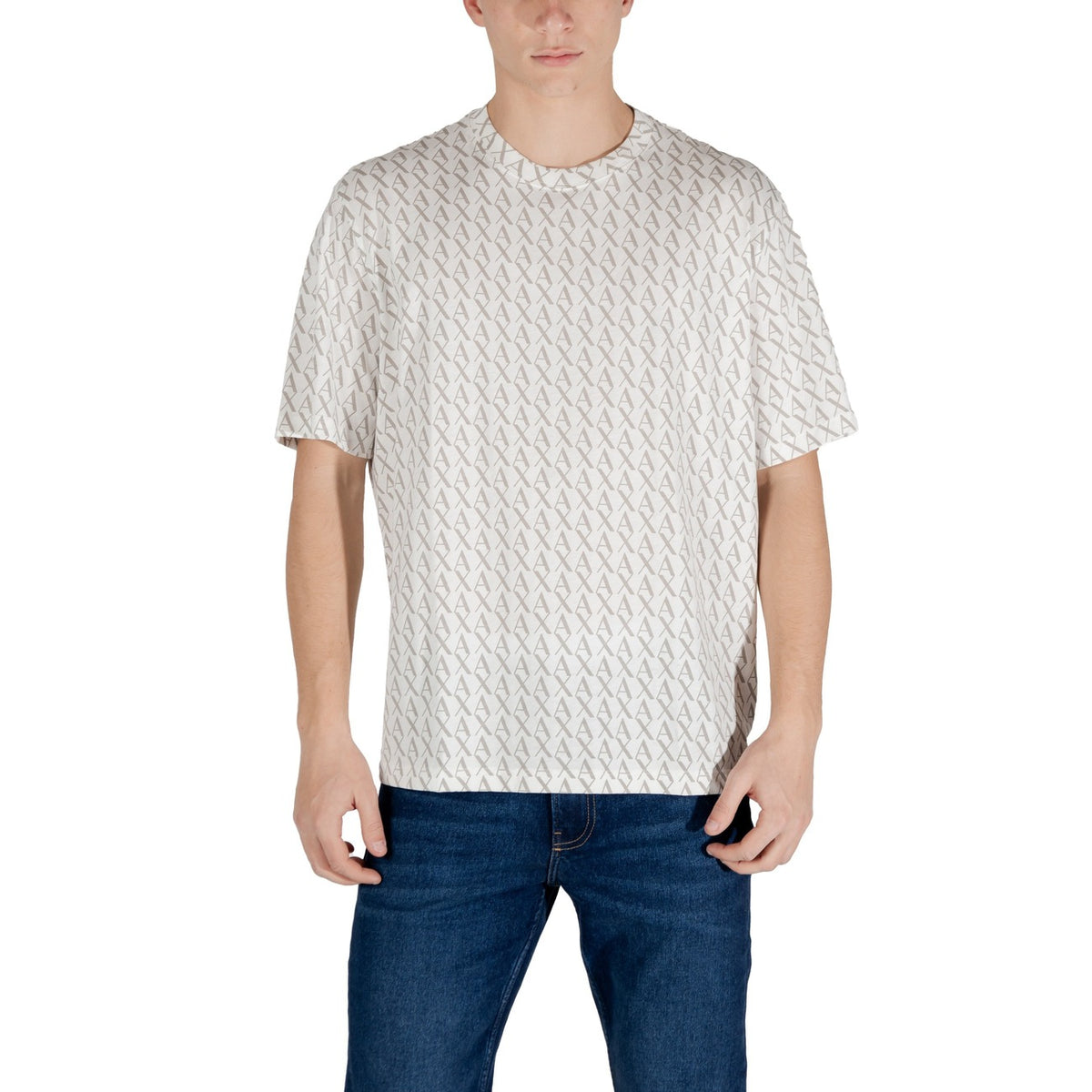 Image 4 : T-shirt Armani Exchange homme gris avec motif imprimé, vue latérale — Delvale